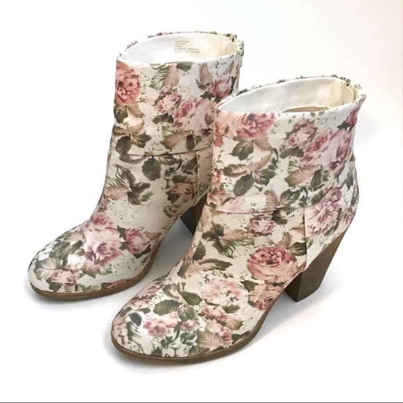 Rampage Floral Ankle Boots Vernan Heels Size 10 - Picture 1 of 9